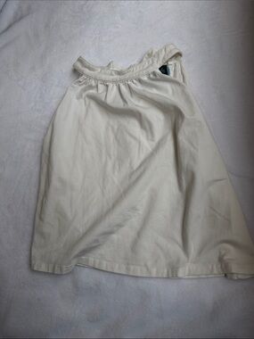 Girls Aline High Neck Cotton White Shirt ties in the back around the neck. Size